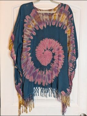 Bohemian Tie-Dye Rayon Cover Up or Poncho Top